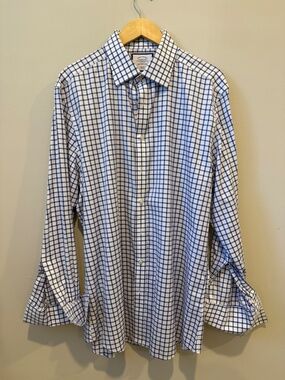 Charles Tyrwhitt Slim Blue/White Windowpane French Cuff 17/35